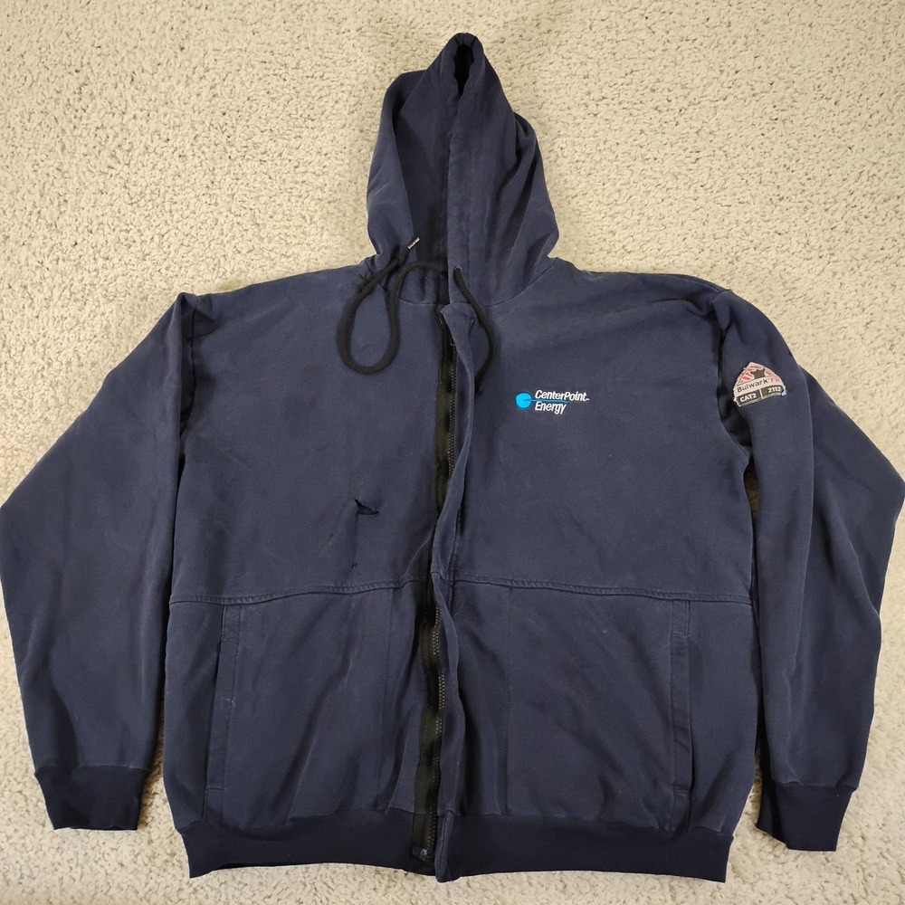Bulwark FR Hoodie Mens Large Navy Blue Flame Resistant CAT2 2112 Workwear Fire